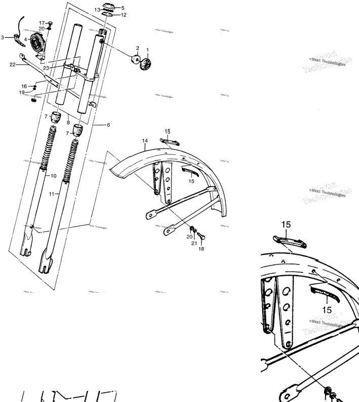 Front Fork + Front Fender + Horn