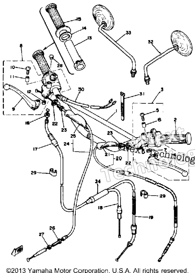 Handlebar Cable Dt100e E011001~