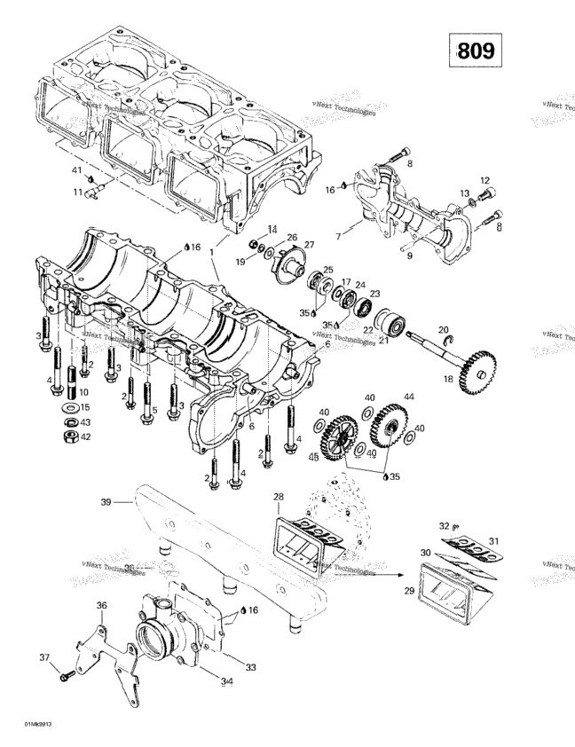 Crankcase, Reed Valve, Water Pump (809)