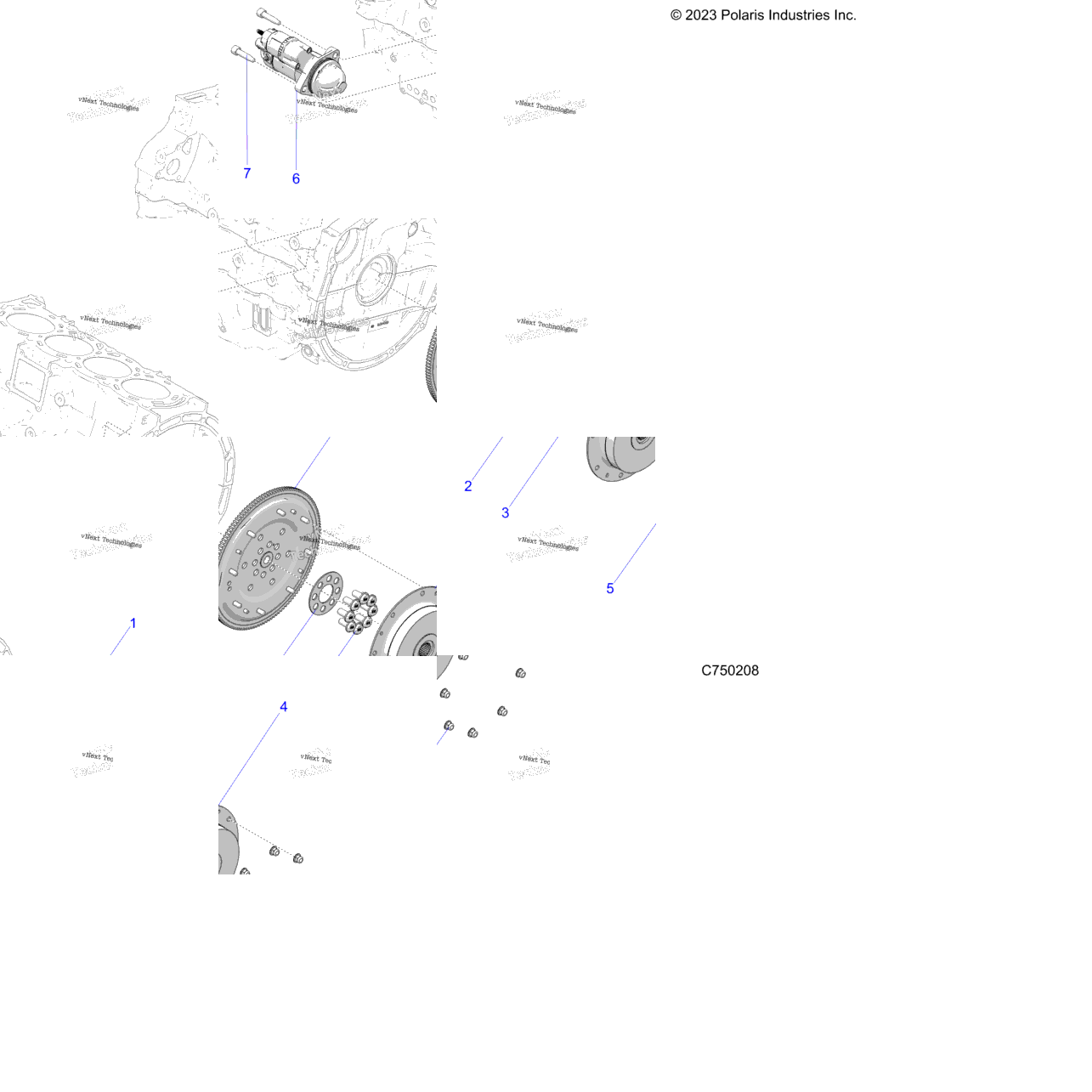 Engine, Starter, Flywheel And Related