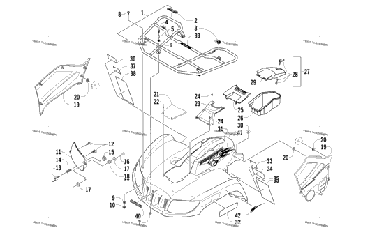 Front Rack, Body Panel, And Headlight Assemblies