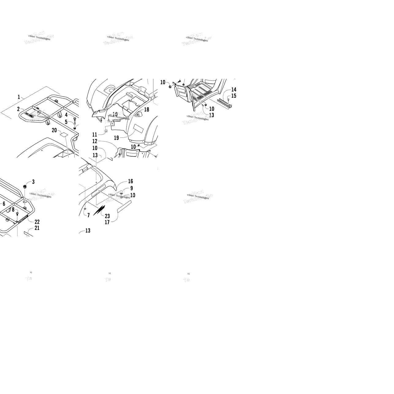 Rear Rack, Body Panel, And Footwell Assemblies
