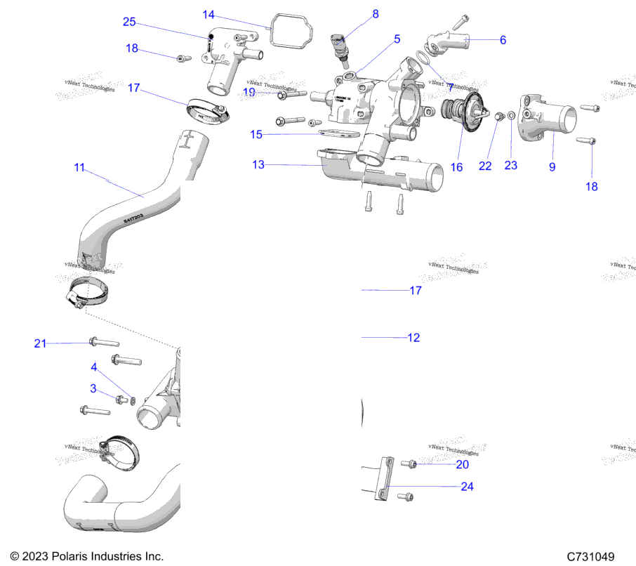 Engine, Coolant Pump And Thermostat