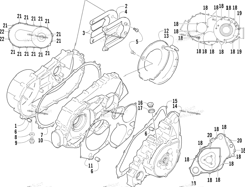 Clutch/V-Belt/Magneto Cover Assembly