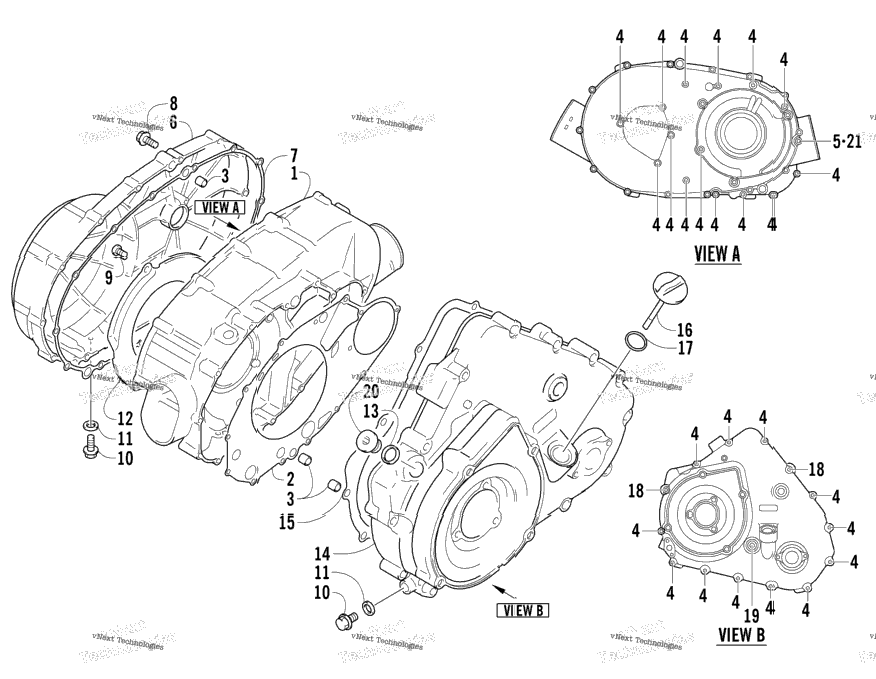 Clutch/V-Belt/Magneto Cover Assembly