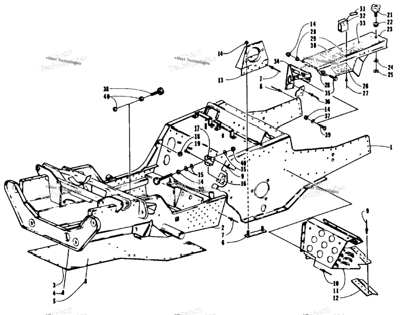 Front Frame, Footrest, And Clutch Shield Assembly