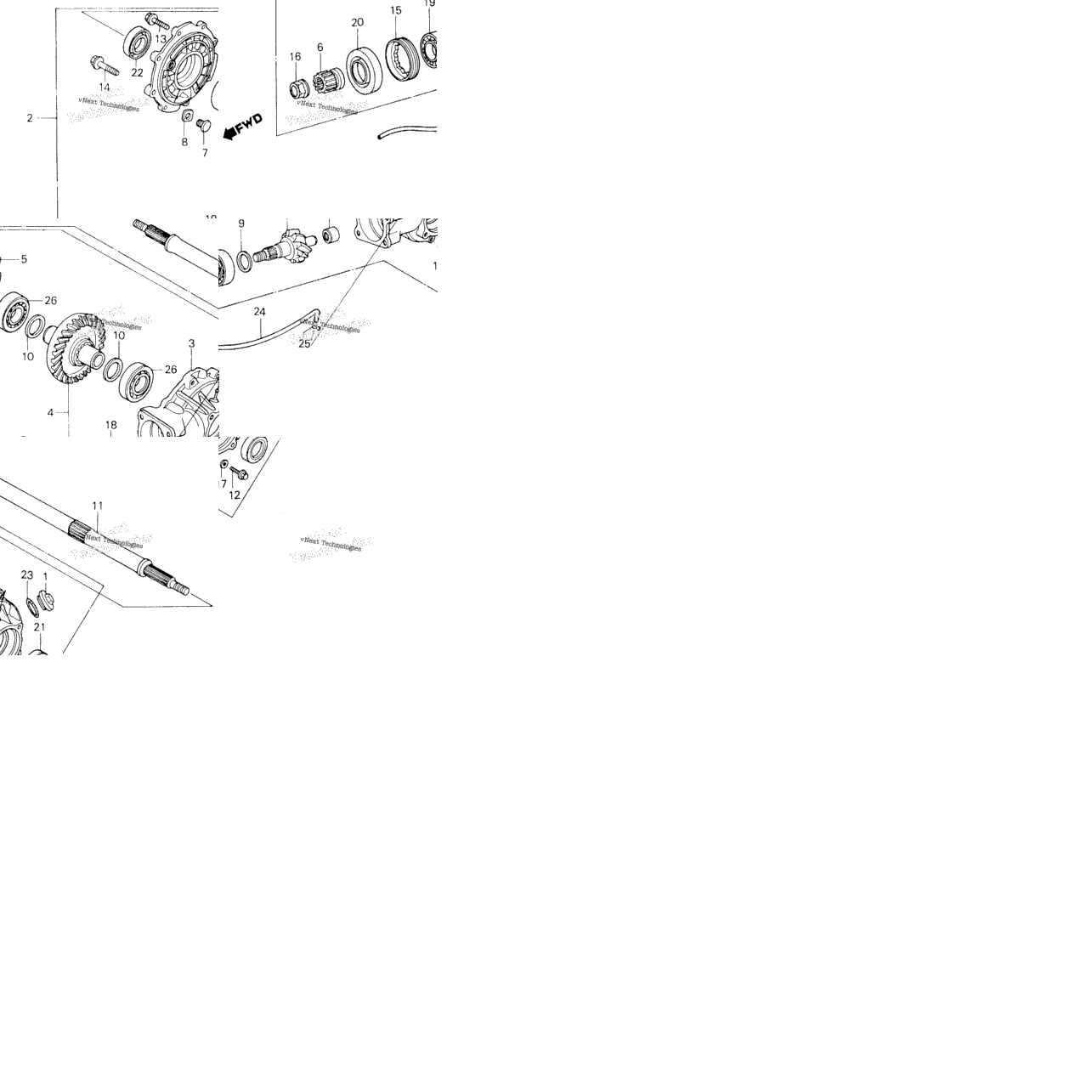 Final Driven Gear + Rear Axle Shaft