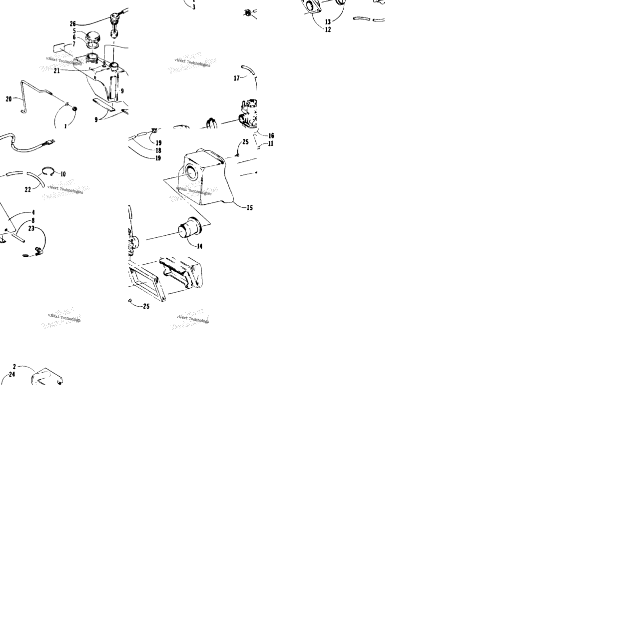 Oil Tank, Carburetor, And Silencer Assemblies