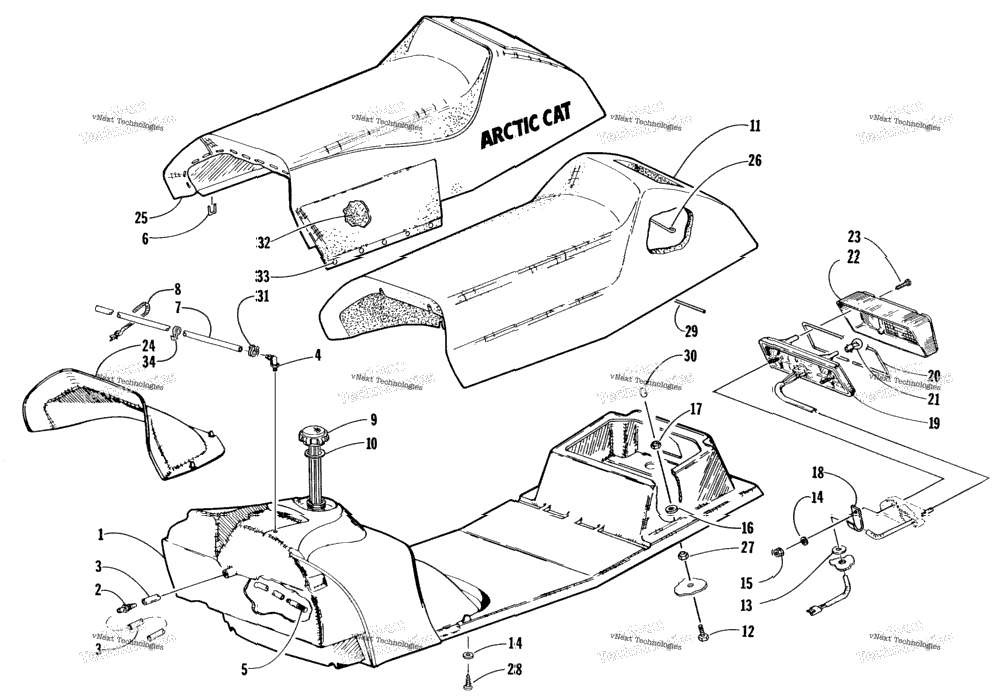 Gas Tank, Seat, And Taillight Assembly