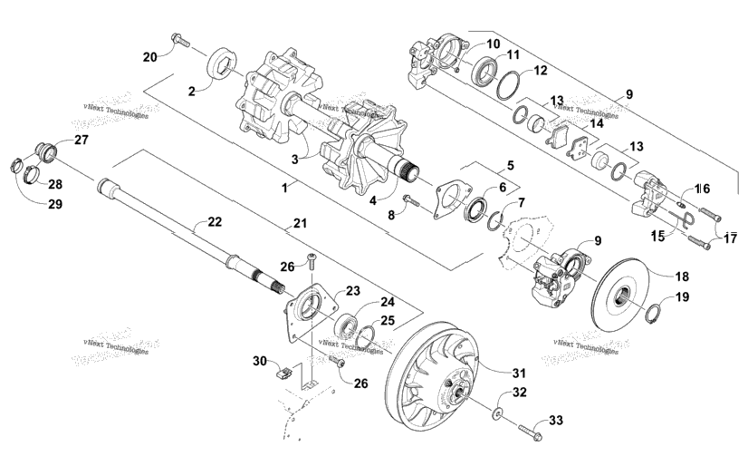 Drive Train Shafts And Brake Assemblies