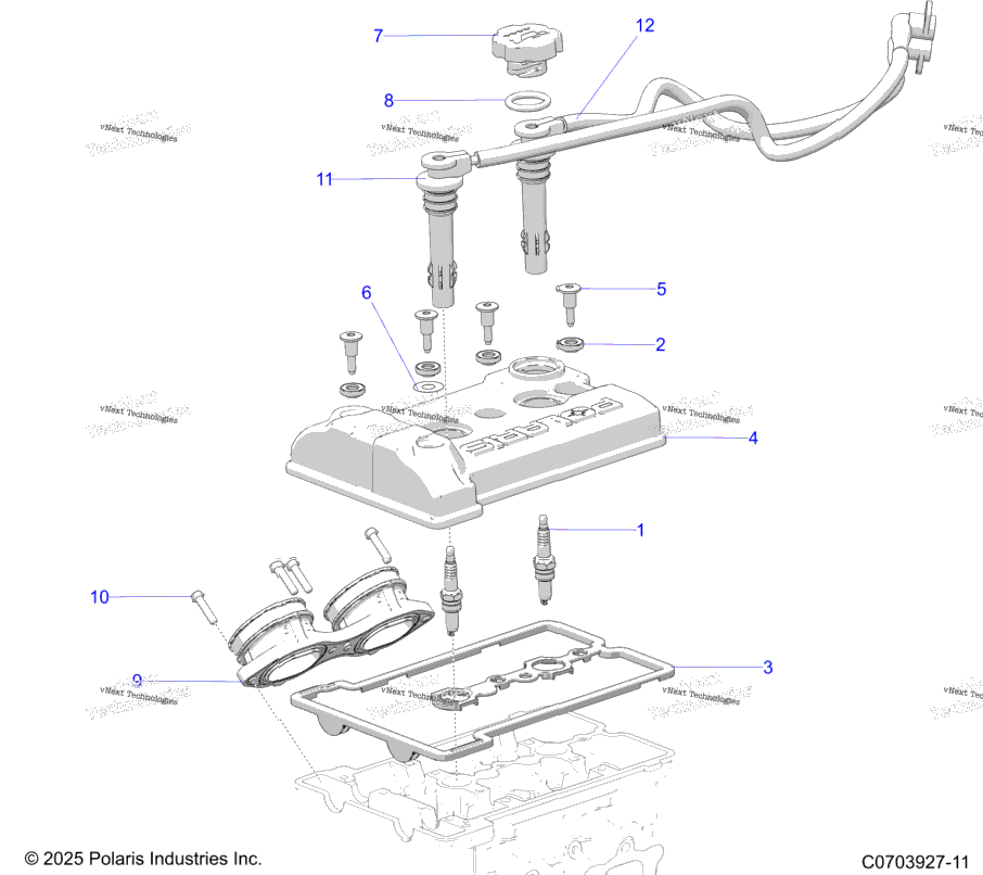 Engine, Valve Cover, Throttle Body Adaptor & Spark Plugs
