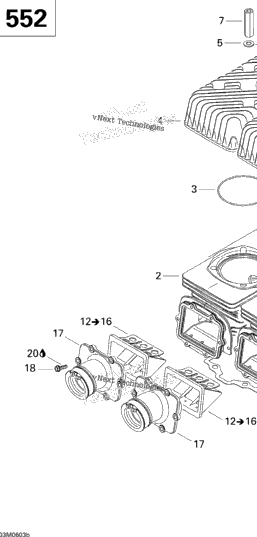 Cylinder, Exhaust Manifold And Reed Valve 552