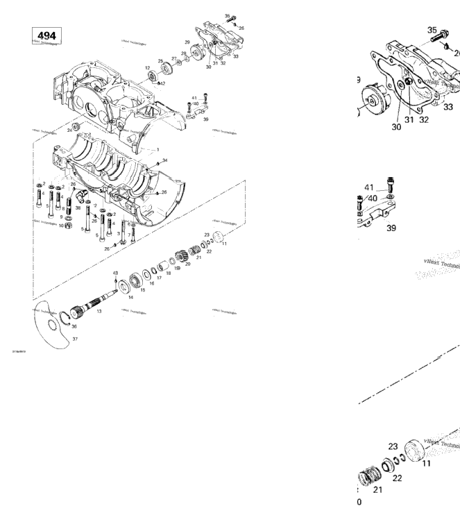 Crankcase, Rotary Valve, Water Pump (494)