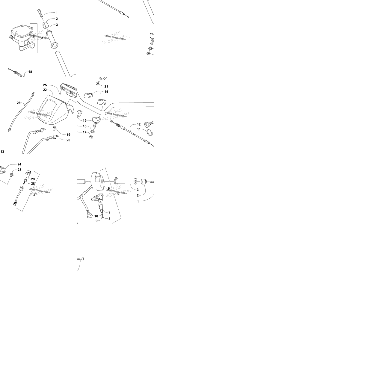Handlebar, Instrument Pod, And Control Assemblies