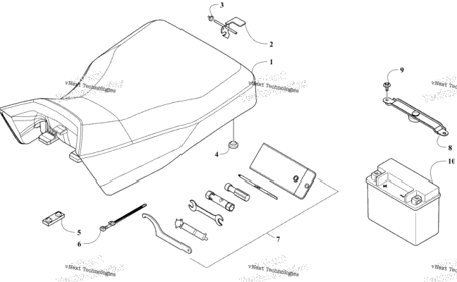 Seat, Battery, And Tool Kit Assemblies