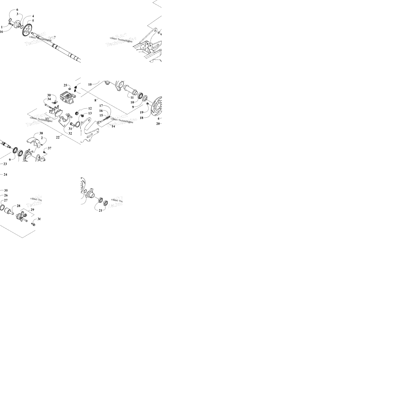Rear Axle And Brake Assembly