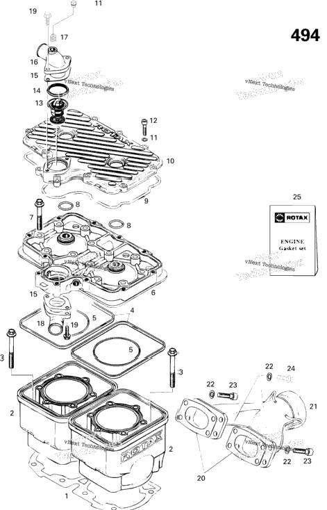 Cylinder And Exhaust Manifold 494