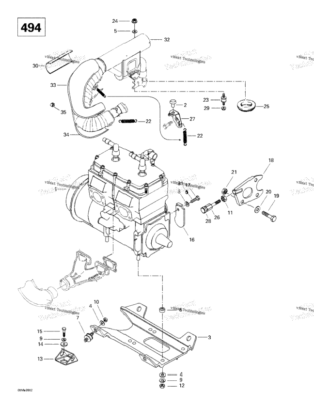 Engine Support And Muffler (494)