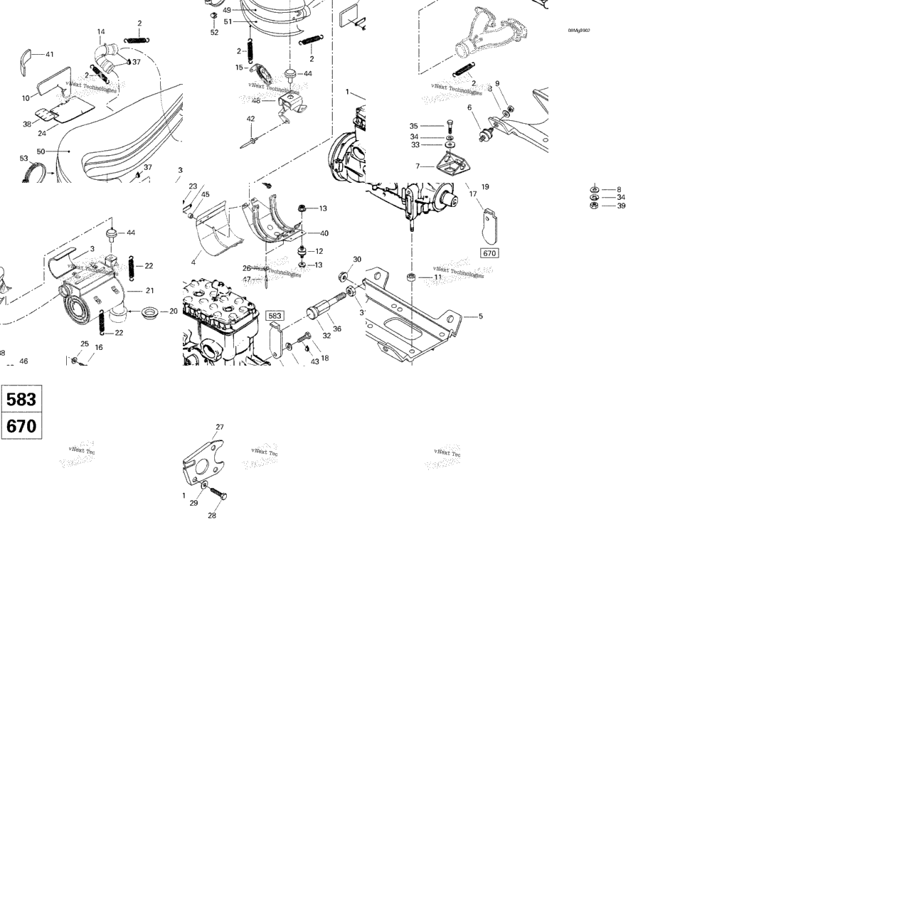 Engine Support And Muffler (583, 670)