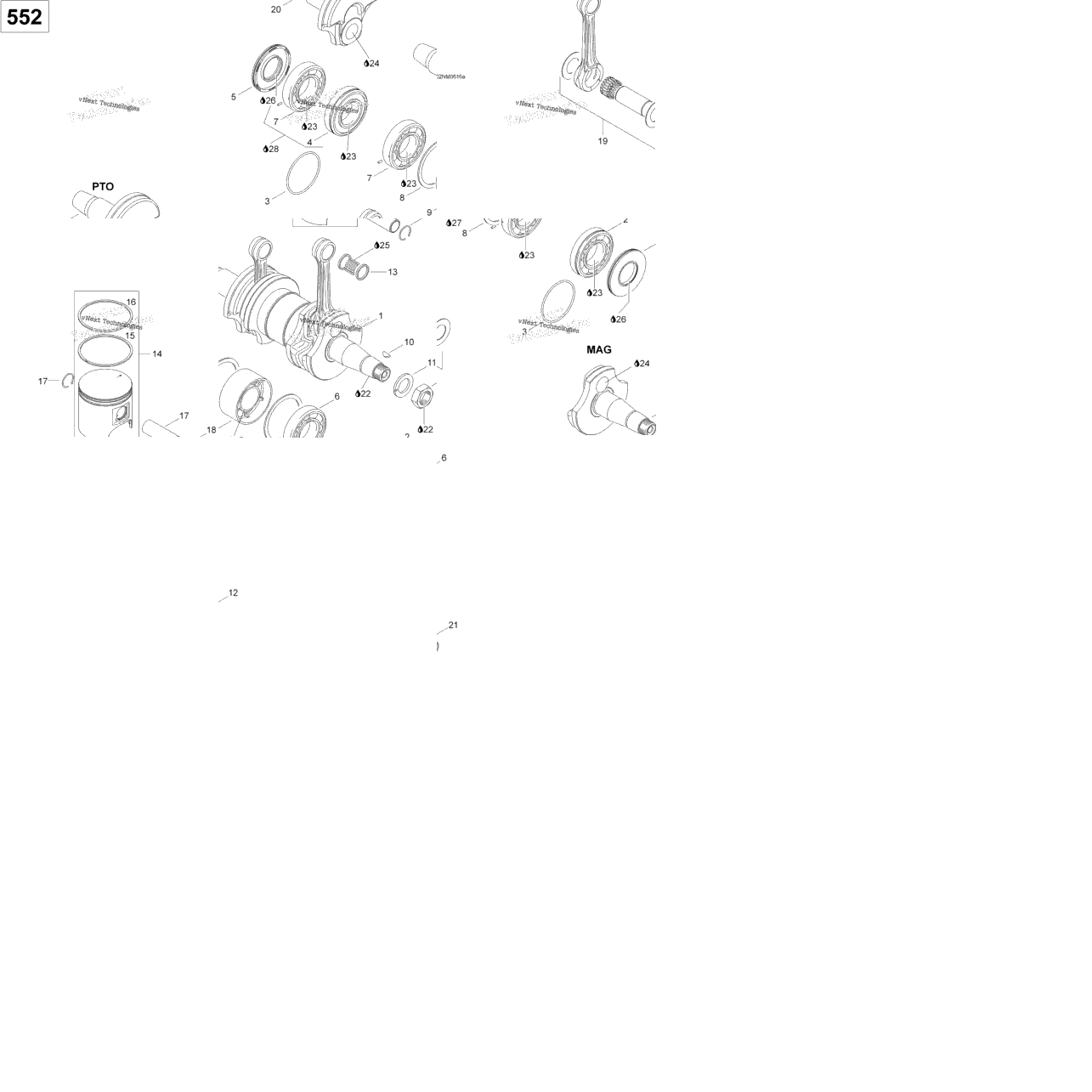 Crankshaft And Pistons 552