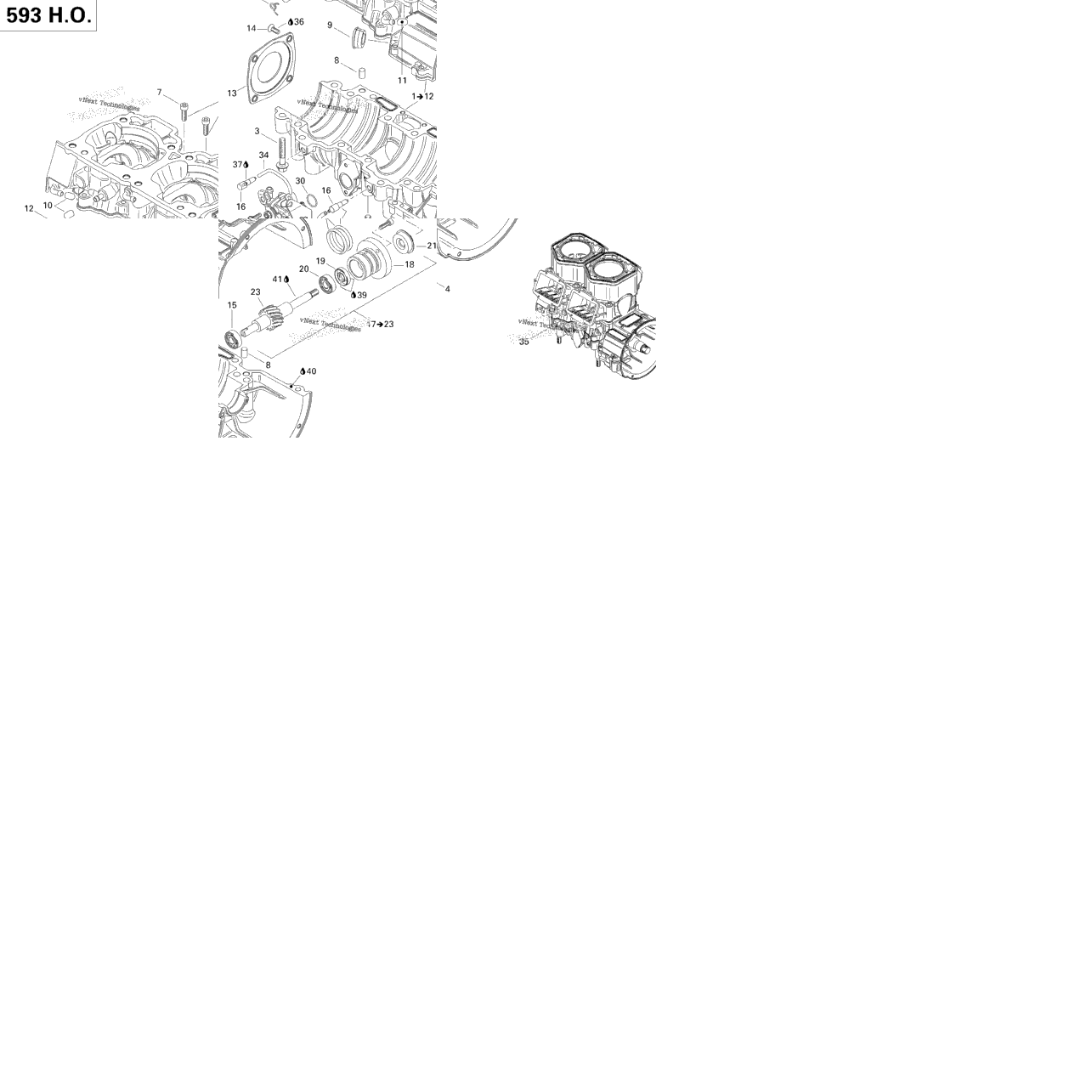 Crankcase, Water Pump And Oil Pump (593Ho)