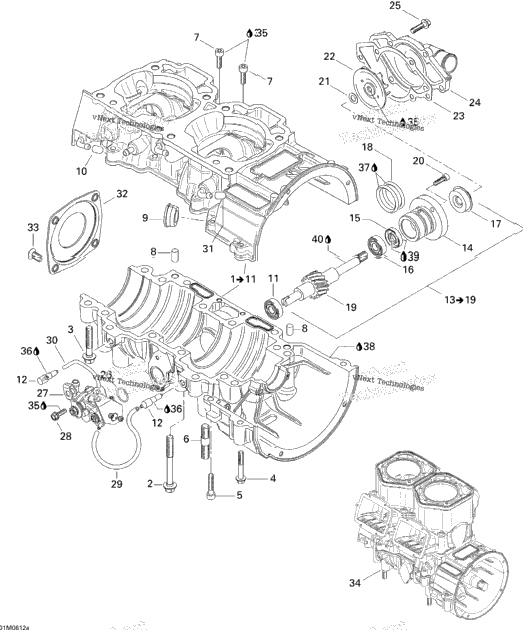 Crankcase, Water Pump And Oil Pump