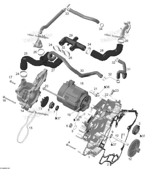 Waterpump, Alternator And Ignition Cover