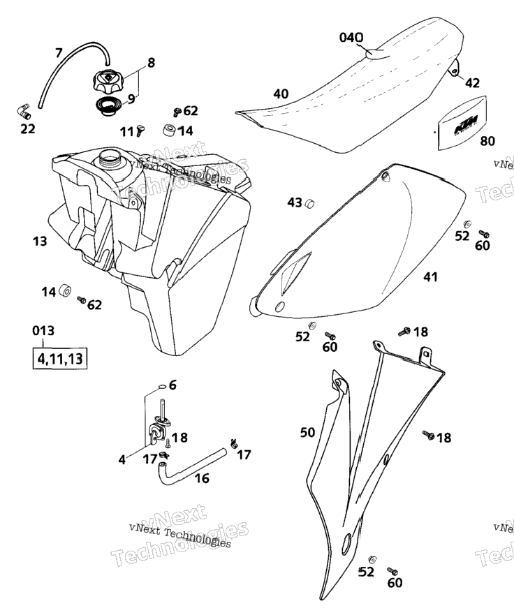 Tank, Seat, Covers Sx