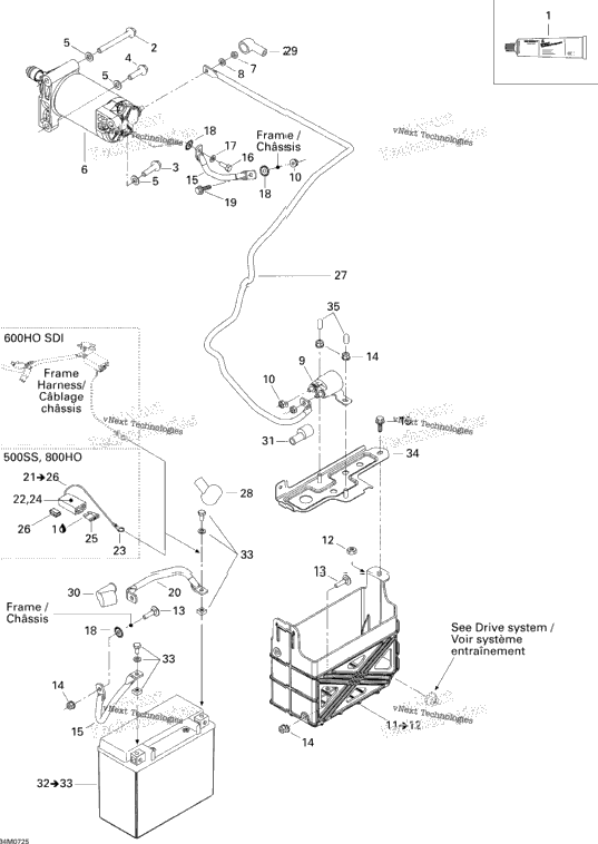 Battery And Starter 500Ss 800Ho