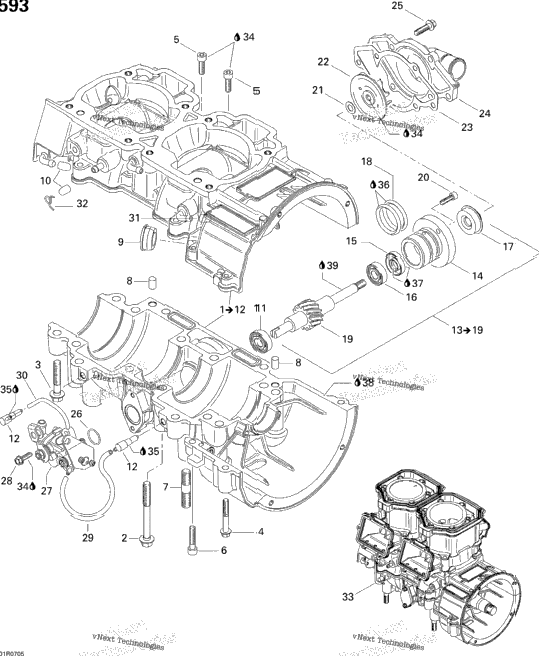 Crankcase, Water Pump And Oil Pump