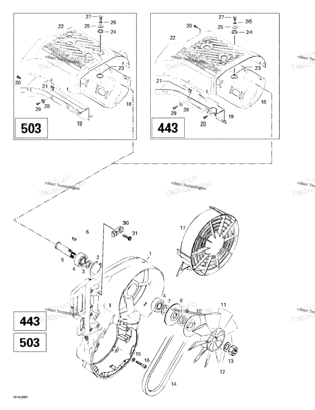 Cooling System Fan (503, 443)