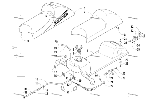Gas Tank, Seat, And Taillight Assembly