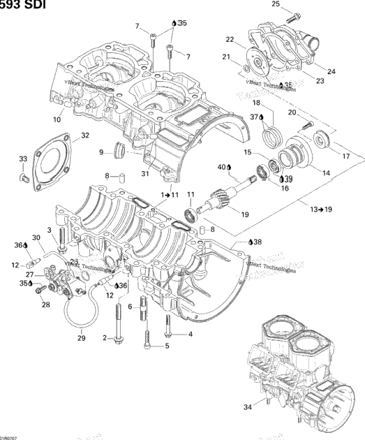 Crankcase, Water Pump And Oil Pump