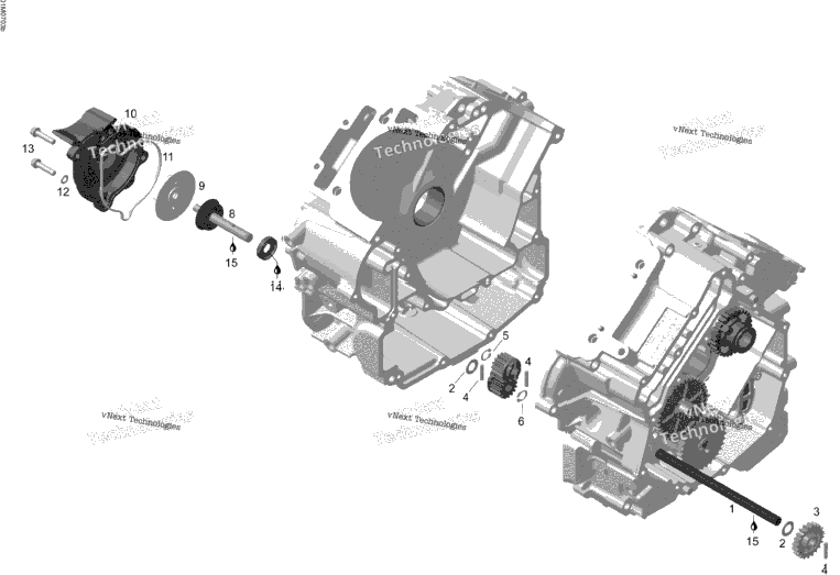 Crankcase, Water Pump And Oil Pump