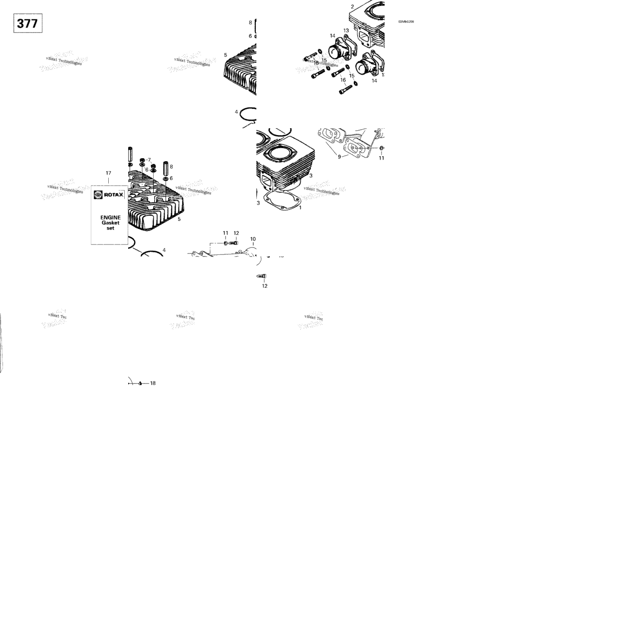 Cylinder, Exhaust Manifold (377)