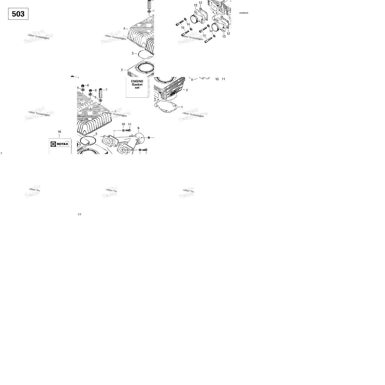 Cylinder, Exhaust Manifold (503)