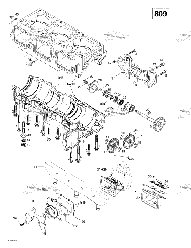 Crankcase, Reed Valve, Water Pump