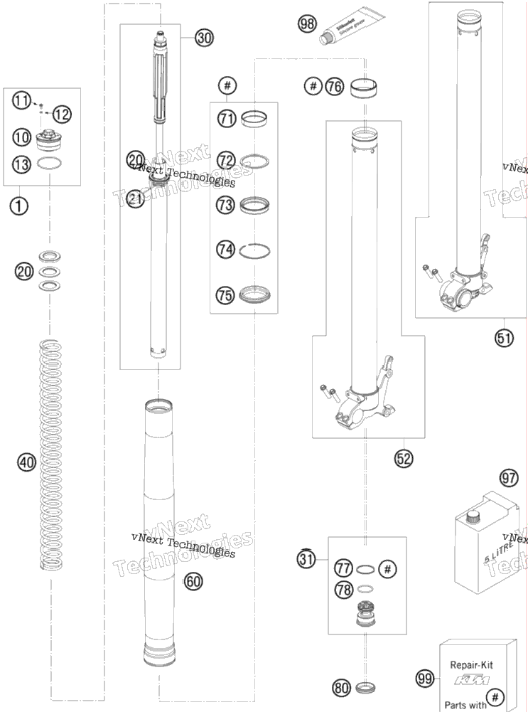 Front Fork, Disassembled