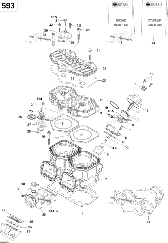 Cylinder, Exhaust Manifold, Reed Valve (593)