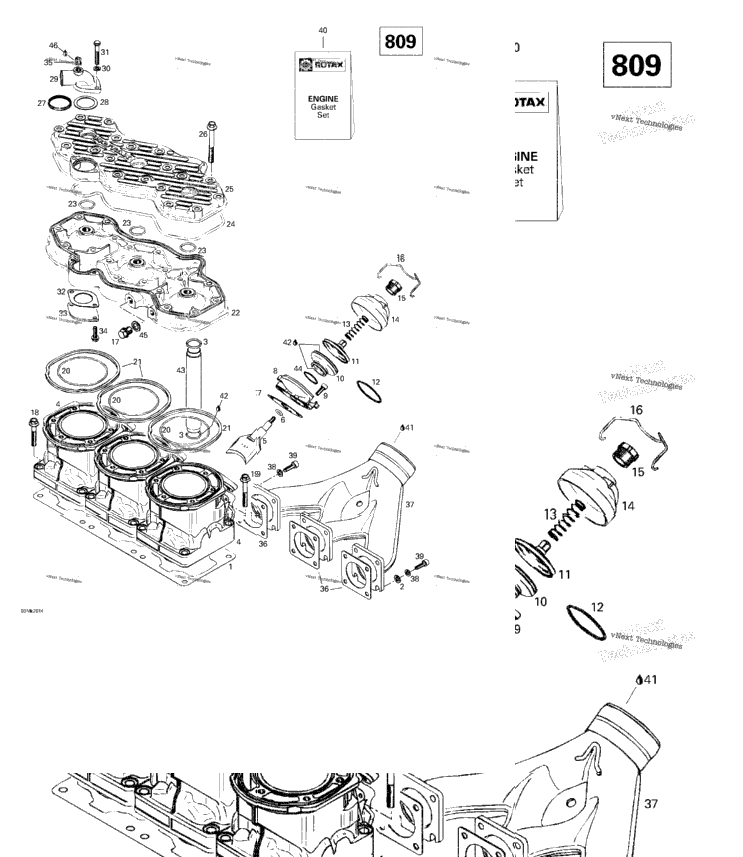 Cylinder, Exhaust Manifold (809)