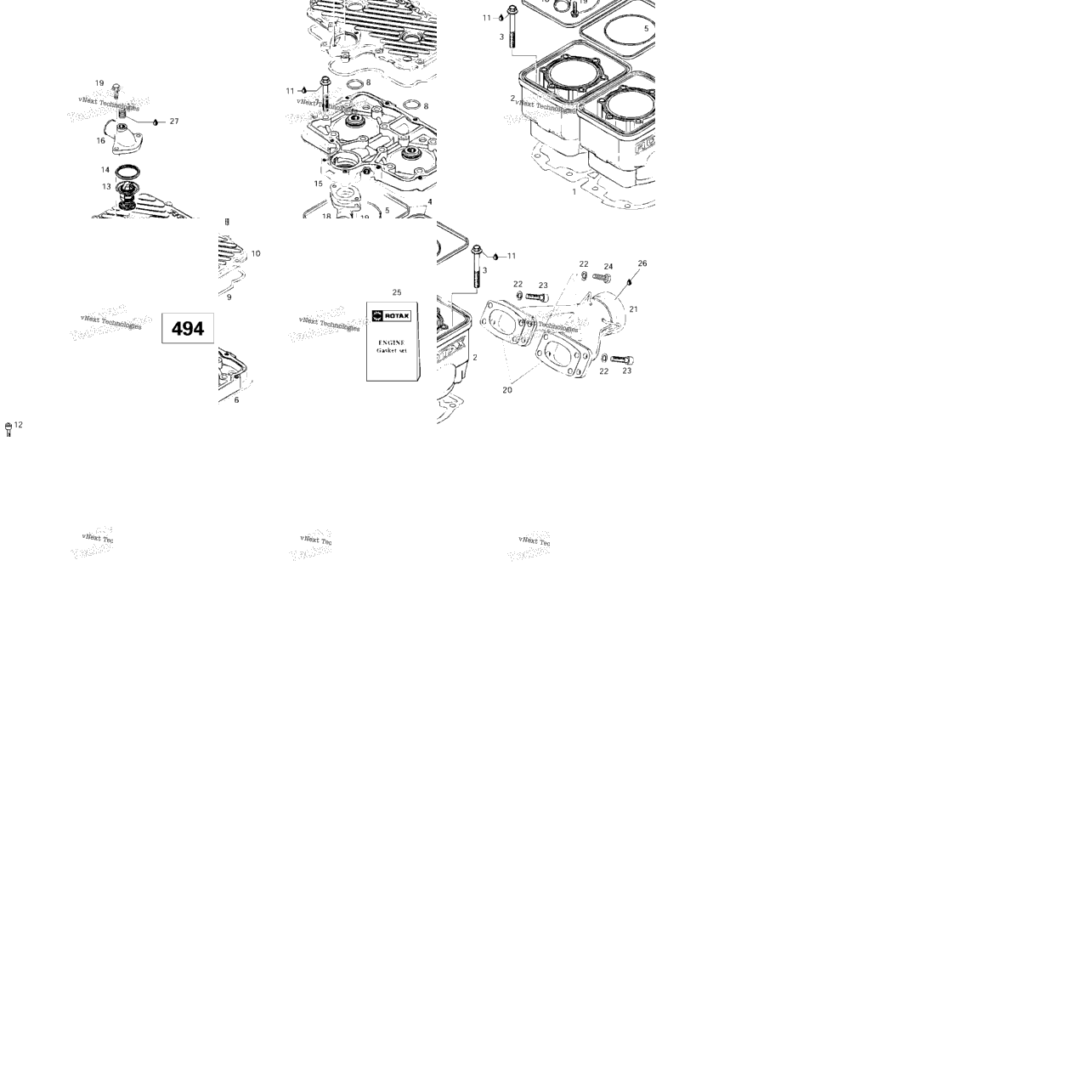 Cylinder, Exhaust Manifold (494)