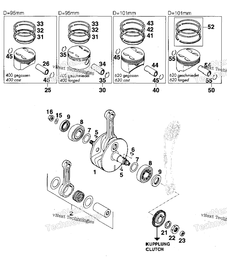 Crankshaft, Piston