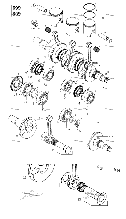 Crankshaft And Pistons (699, 809)