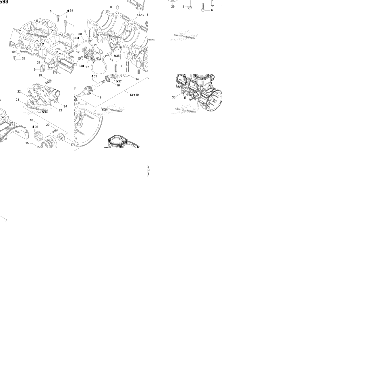 Crankcase, Water Pump And Oil Pump