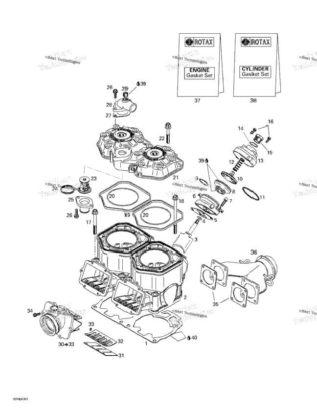 Cylinder, Exhaust Manifold, Reed Valve 2