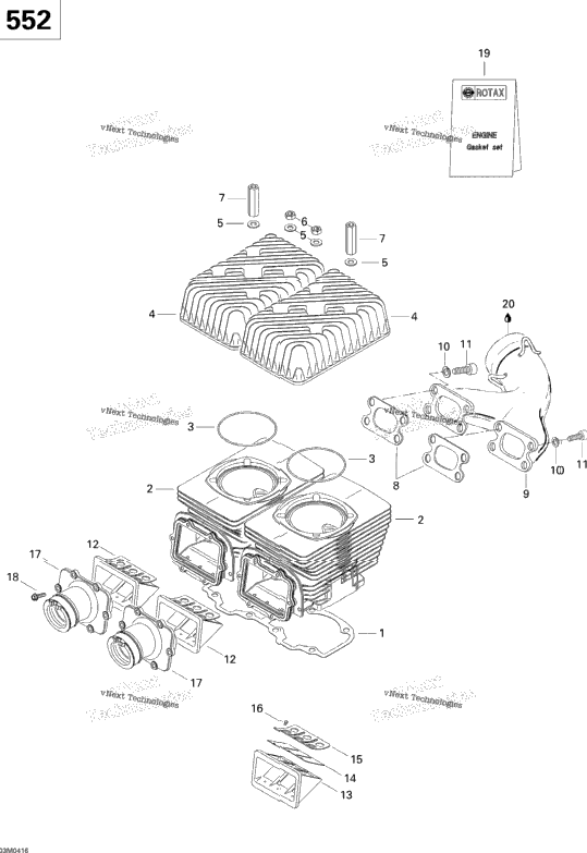 Cylinder, Exhaust Manifold (552)