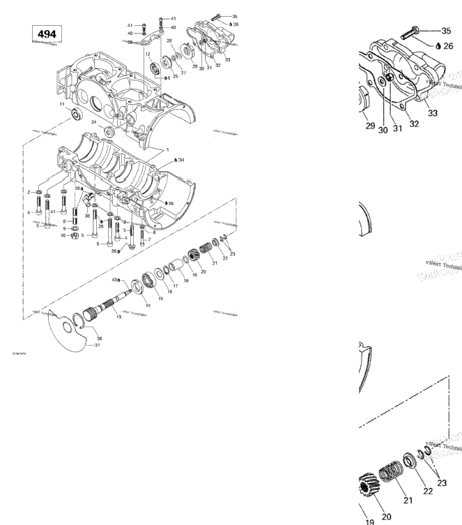 Crankcase, Rotary Valve, Water Pump (494)