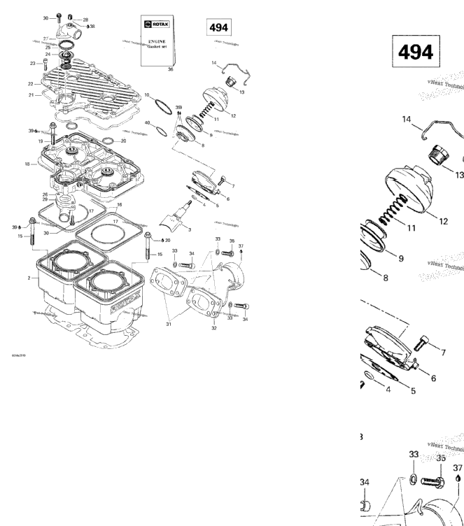 Cylinder, Exhaust Manifold (494)
