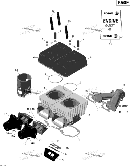 Cylinder, Exhaust Manifold And Reed Valve