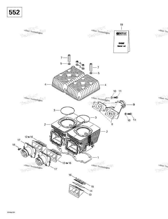 Cylinder, Exhaust Manifold (552)